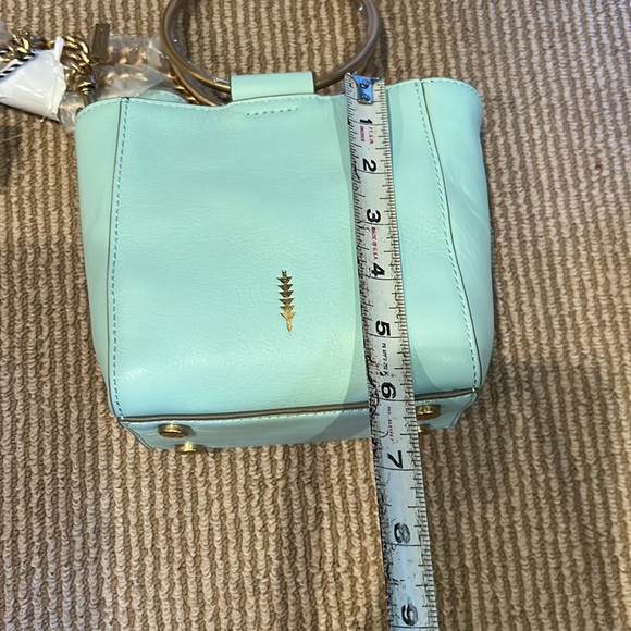 NWT THACKER le bucket mini leather satchel in mint brushed gold - Picture 9 of 14
